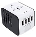 INTERNATIONAL Universal 4 USB Ports Travel Wall Charger Adapter Power Converter White